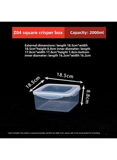 Generic Factory Direct Multi-buckle Commercial Crisper Food Grade Refrigerated Heated Crisper Storage Sealed-Specifications:Square Z04 2000ml-Color:Transparent  - Image 1