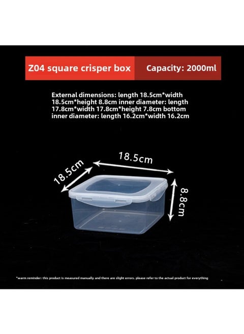 Factory Direct Multi-buckle Commercial Crisper Food Grade Refrigerated Heated Crisper Storage Sealed-Specifications:Square Z04 2000ml-Color:Transparent