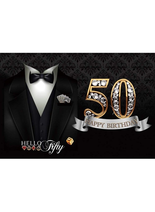 Leyiyi 8X6Ft Photography Backdrop For Man 50Th Happy Birthday Necktie Suit Tuxedo Clothes Father Man Gentleman Birthday Party Photo Background Banner Decor Portrait Shoot Studio Props Wallpaper - Image 3