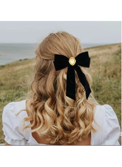 BTFMEI 2 PCS Bow Hair Clip, Velvet Bowknot Hair Clip, Vintage Rose Hair Clips for Women, Girls, Toddlers, And Teens Hair Accessories (Black)  - Image 3