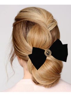 BTFMEI 2 PCS Bow Hair Clip, Velvet Bowknot Hair Clip, Vintage Rose Hair Clips for Women, Girls, Toddlers, And Teens Hair Accessories (Black)  - Image 4