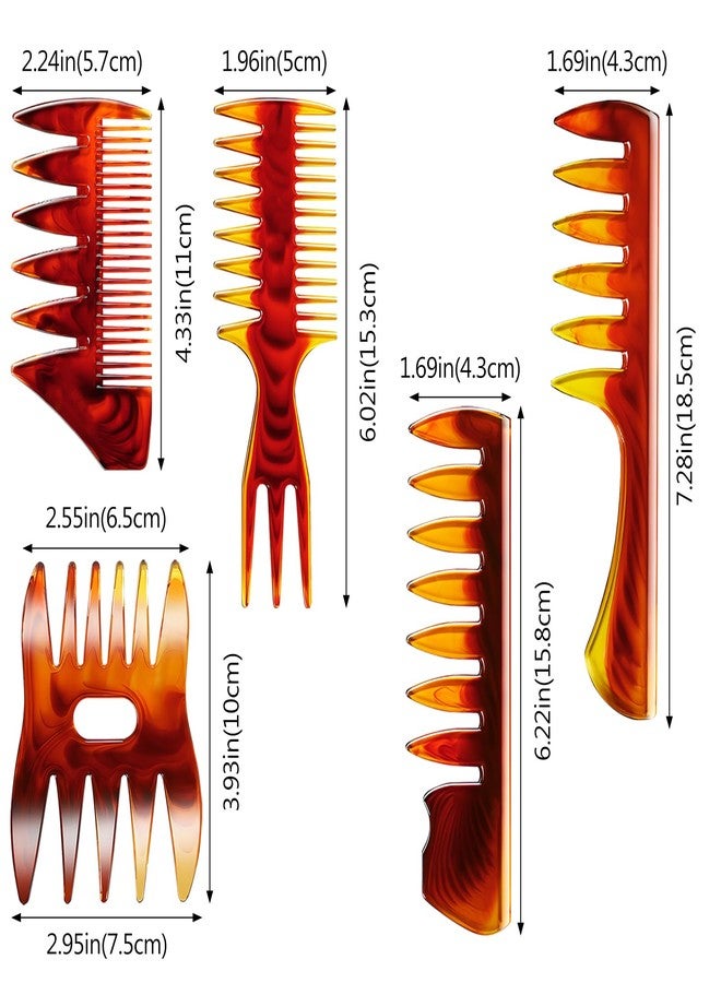 Jaasuee Styling Hair Comb Kit for Salon and Barber Use, 5-Pack Professional Texture Combs, Retro Hairdressing Accessories for Men, Double-Sided Gentleman's Hair Care Brushes, Red - Image 3