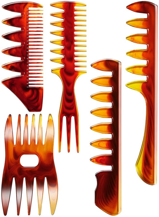 Jaasuee Styling Hair Comb Kit for Salon and Barber Use, 5-Pack Professional Texture Combs, Retro Hairdressing Accessories for Men, Double-Sided Gentleman's Hair Care Brushes, Red - Image 1
