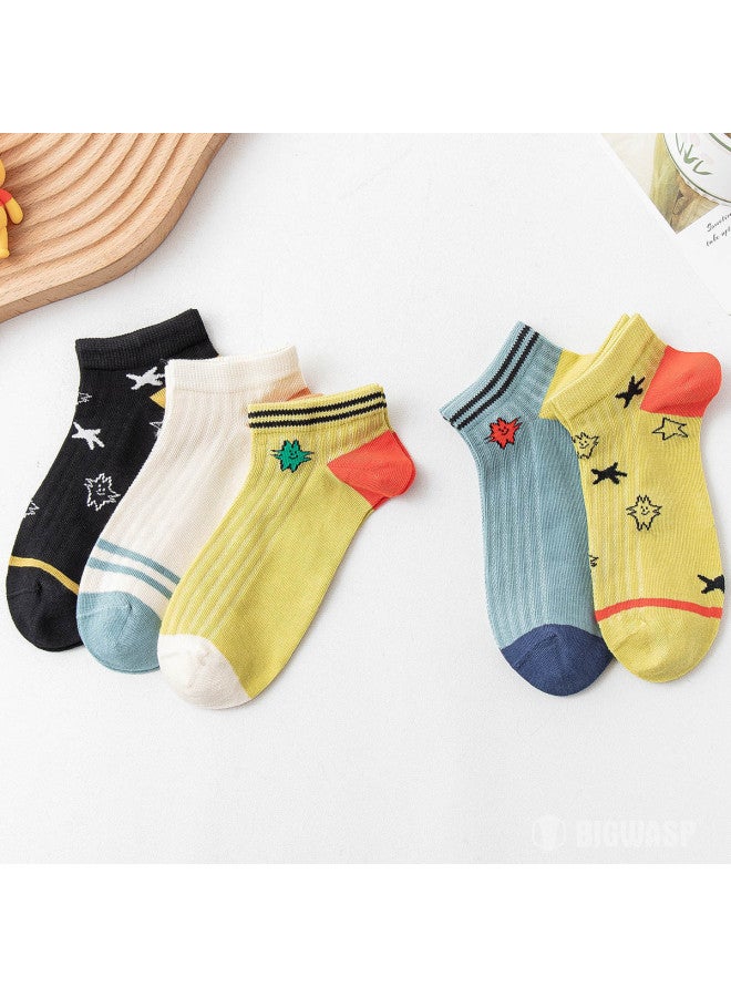 Bumblebee Summer Style 5-pack Kids Cotton Socks, Boys' Low-cut Mesh Breathable Seamless School Socks - Image 5