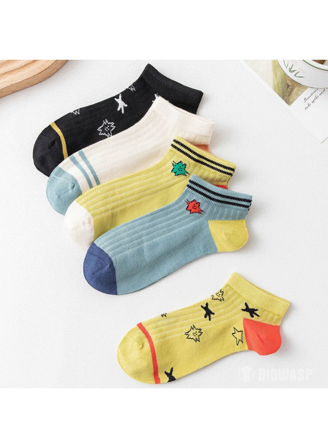 Bumblebee Summer Style 5-pack Kids Cotton Socks, Boys' Low-cut Mesh Breathable Seamless School Socks - Image 4