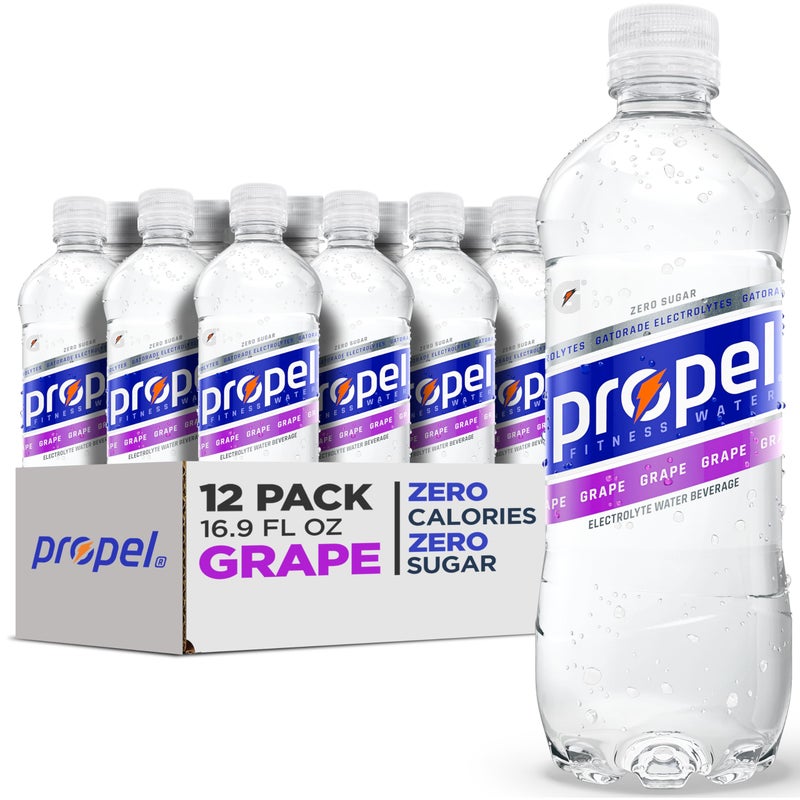 Propel Electrolyte Enhanced Water Sports Drink, Grape Flavored Water, Zero Calorie & Zero Sugar Hydration with Electrolytes and Vitamins C & E, 16.9 fl oz Bottles (12 Pack) - Image 1