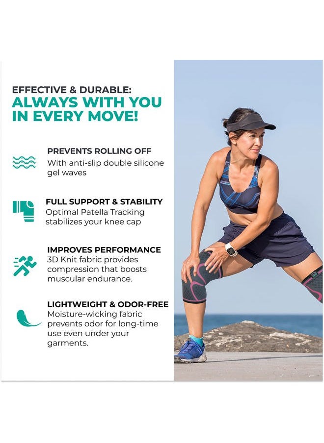 Modvel 2 Pack Knee Brace for Women & Men - Workout Knees Compression Sleeve for Knee Pain Relief Joint Support for ACL, Arthritis, Meniscus Tear Knees Brace for Sports, Rodilleras para Gym Fitness  - Image 4