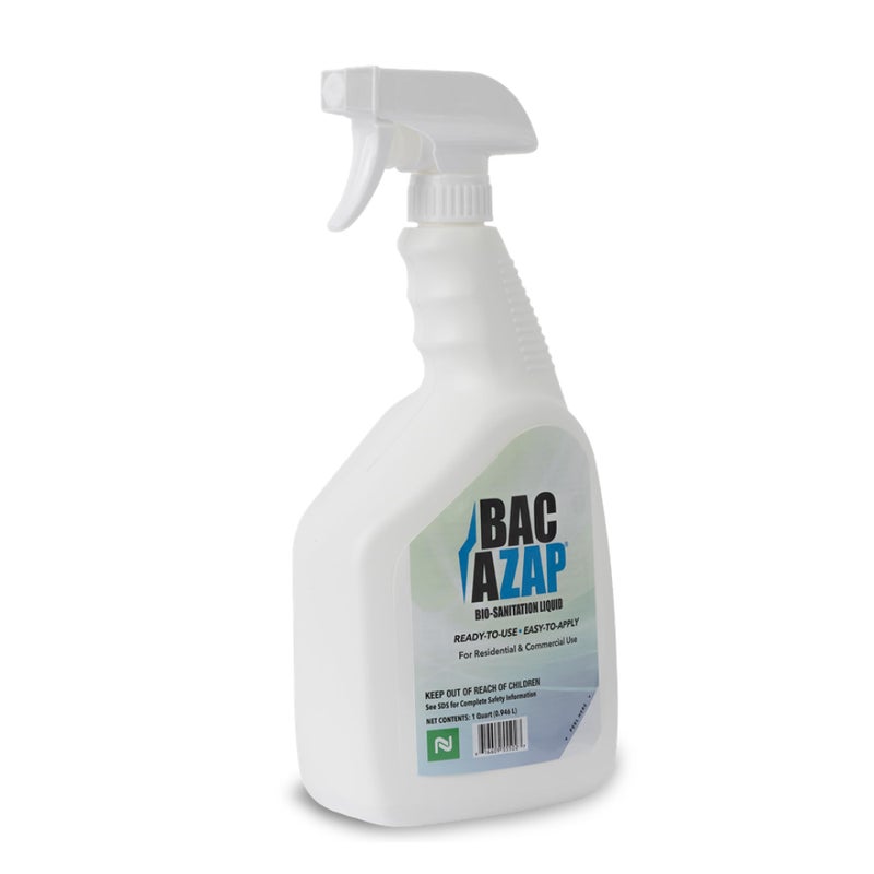 Nisus Bac-Azap Odor Eliminator, Ready-to-Use Bio-Sanitization Liquid, Neutralizes Organic Waste Odors, Safe for Plumbing, 1 Quart - Image 1