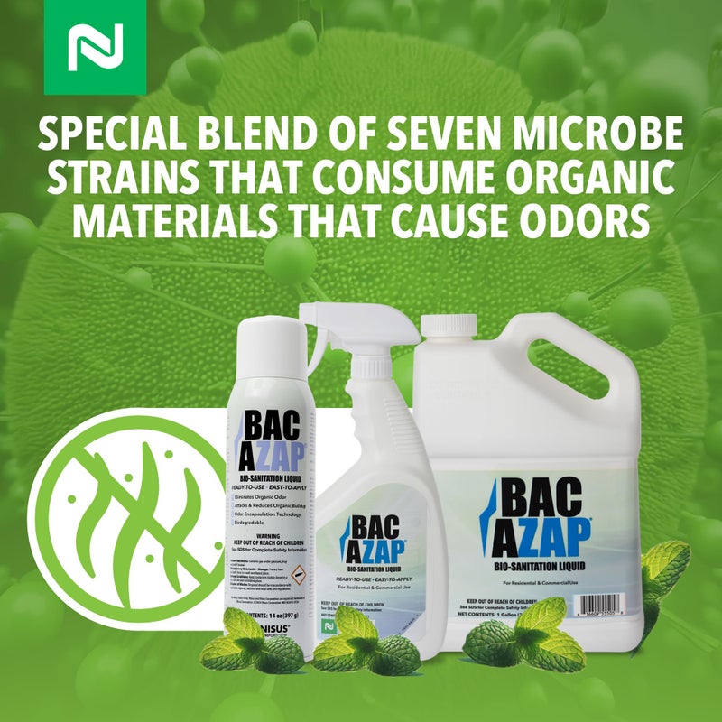Nisus Bac-Azap Odor Eliminator, Ready-to-Use Bio-Sanitization Liquid, Neutralizes Organic Waste Odors, Safe for Plumbing, 1 Quart - Image 4