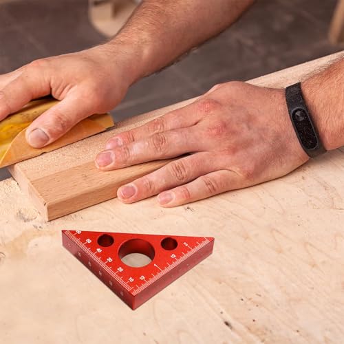 Serplex® 2.56'' Triangle Ruler Woodwork Ruler Depth Meauring Ruler, Aluminum Alloy Architect Scale Ruler, 3-Sided Ruler, 45/90 Degree with Imperial and Metric Scales Measuring Tool for Woodworking - Image 5