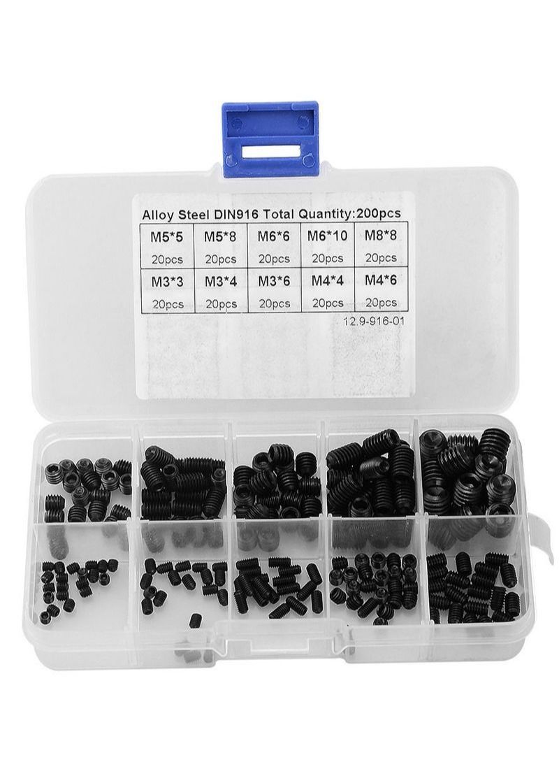 NIBEMINENT 200pcs black high strength hexagon socket head screw combination set - Image 1