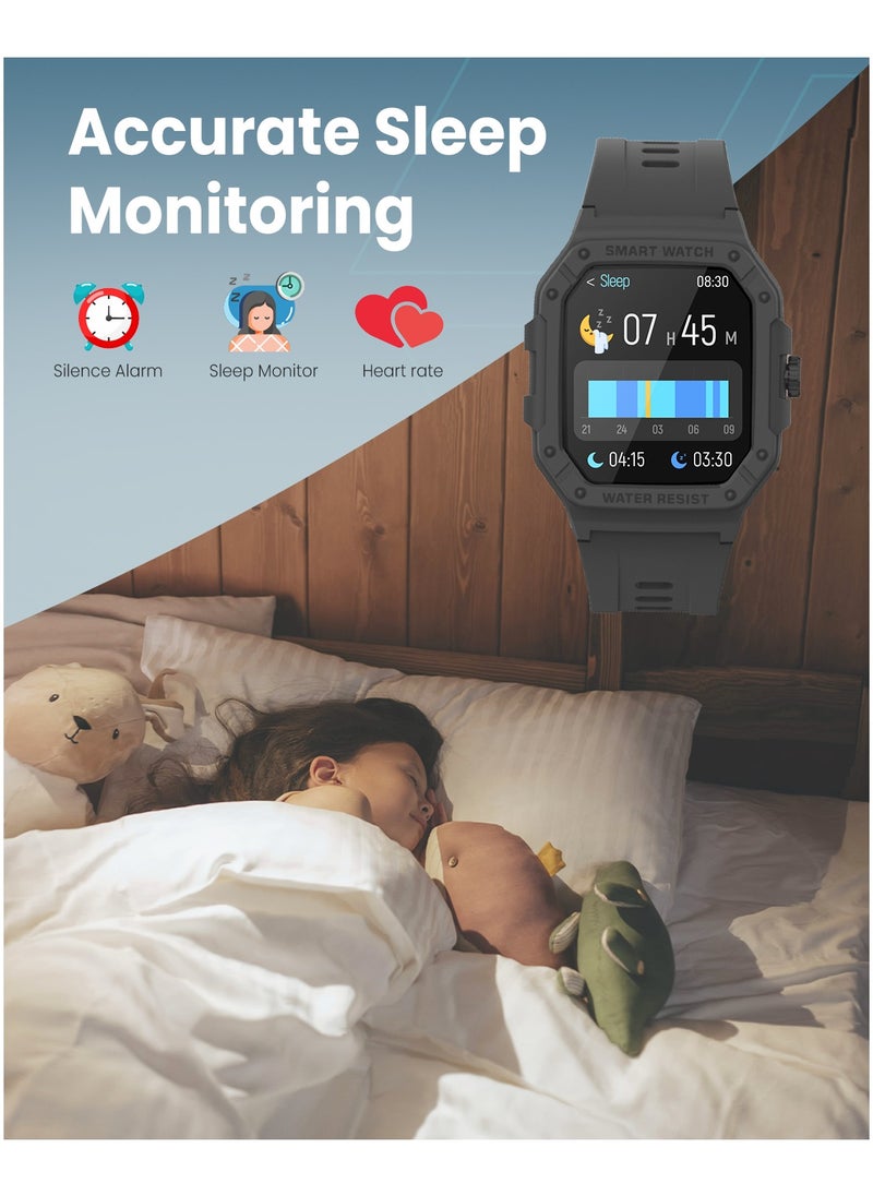 Moxedo Moxedo Junior SmartWatch 1.7” HD Screen for Girls/Boys with Cool 6 Watch Faces Sleep Mode 22 Sports Modes Alarm Clock Pedometer with Built-in Kids Games (Black)  - Image 2
