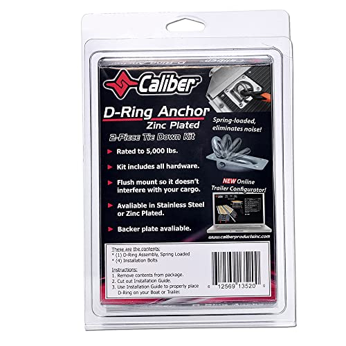 Caliber Zinc Plated D-Ring Anchor 13520, 2-Pc Tie-Down System - Image 2