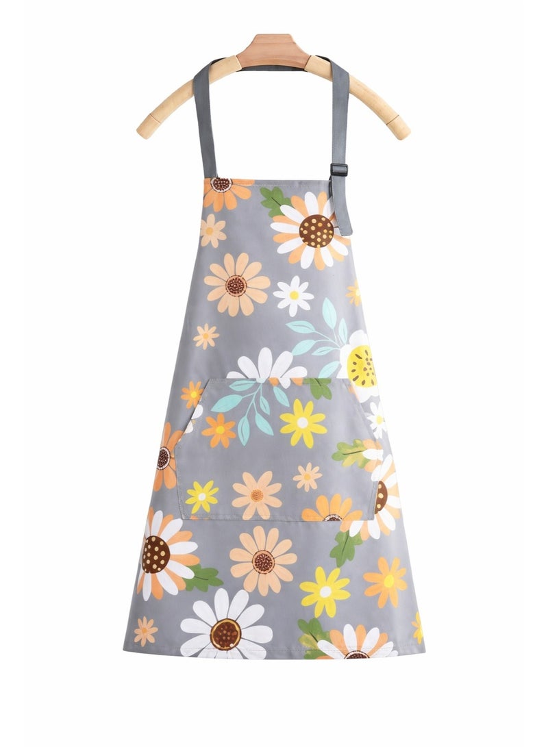 Women’s Waterproof Adjustable Apron with Pockets – Floral Kitchen Apron for Baking, Cooking, Gardening & BBQ - Image 3