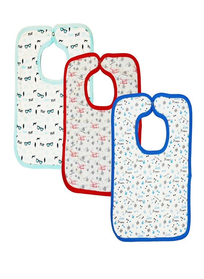 aRIC Moms Pet Premium Hosiery cotton Bibs For kids | Absorbent Baby Bibs for 6 to 12 Months | Bibs for New Born Baby 0 to 6 Months | Button Closure | Waterproof Spill Resistant Bibs (Blue and Red) - Image 1