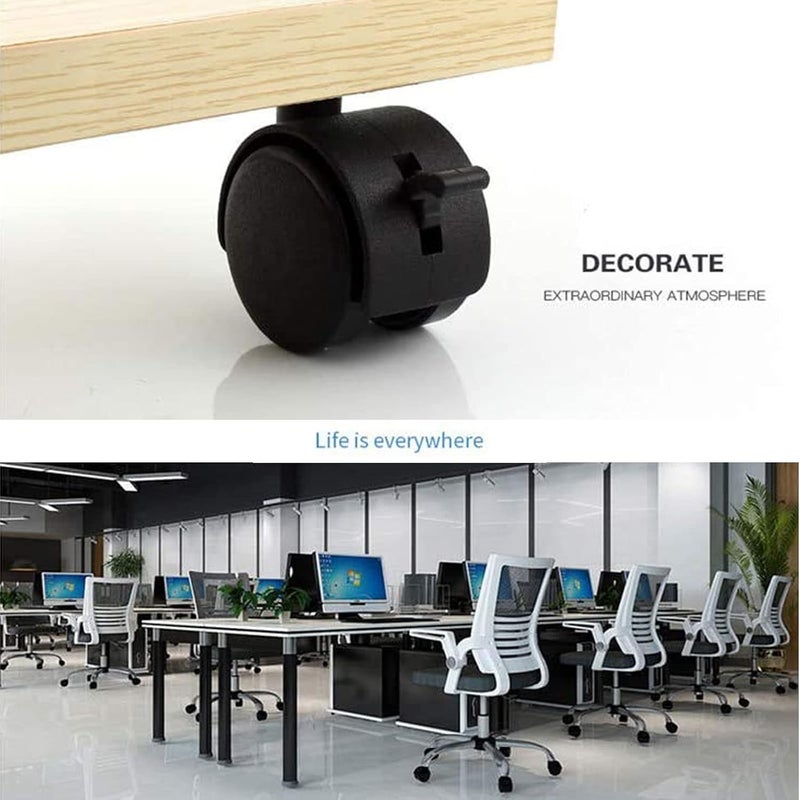 HOWDIA 4 Pcs M8×1.25 Thread (with 3/8 Adapter Nuts) 1.5" Swivel Caster Wheels with Brake, Light-Duty Casters Replacement for Carts/Small Furniture, Fits Metric M8 & Imperial 3/8, (30kg Total, 4-Pack) - Image 5