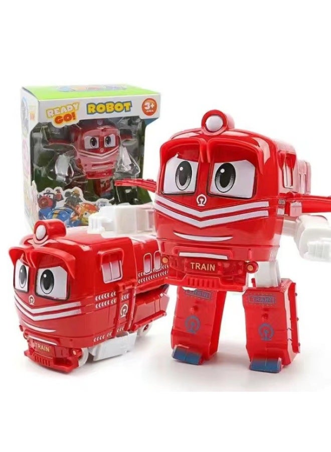 Transforming Car Robot Toy South Korea Anime Dynamic Train Man Family Kids Gift Educational Assembled Toy-Color:Transformed Gift Set - Image 3