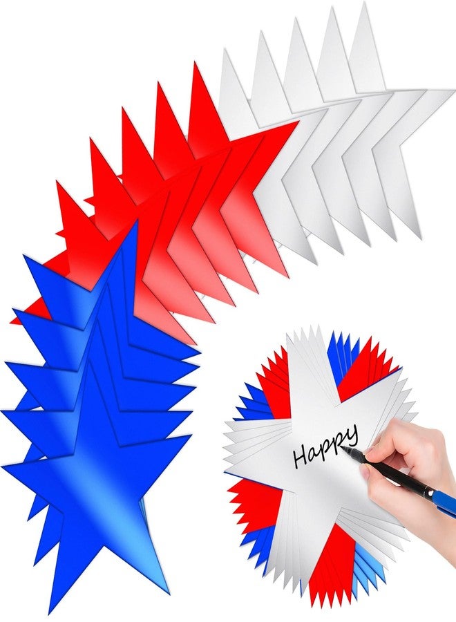 JULBEAR 70 Pcs Red White and Blue Stars Confetti, Bright Glitter Double Printed Paper Cardboard Stars Decorations for Bulletin Board Classroom Wall Party Handmade Banner Decoration Supply - Image 1