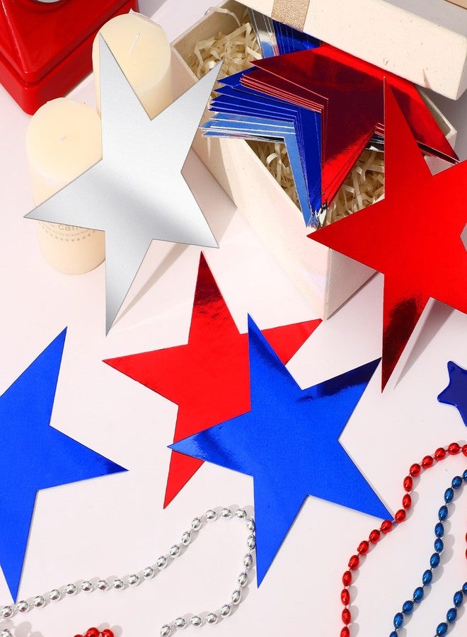 JULBEAR 70 Pcs Red White and Blue Stars Confetti, Bright Glitter Double Printed Paper Cardboard Stars Decorations for Bulletin Board Classroom Wall Party Handmade Banner Decoration Supply - Image 4