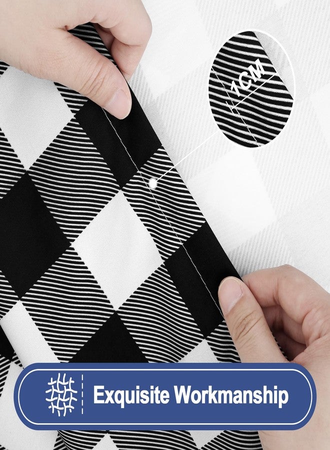 smiry طقم مفارش طاولات سميري للنزهات، 4 قطع، مفارش طاولات مطاطية مقاومة للماء مناسبة للطاولات المستطيلة بطول 6 أقدام، مفرش طاولة قابل للغسل من البوليستر بنقشة مربعات الجاموس للتخييم وتناول الطعام والأنشطة الخارجية (أسود وأبيض، 30 × 72 بوصة). - Image 5