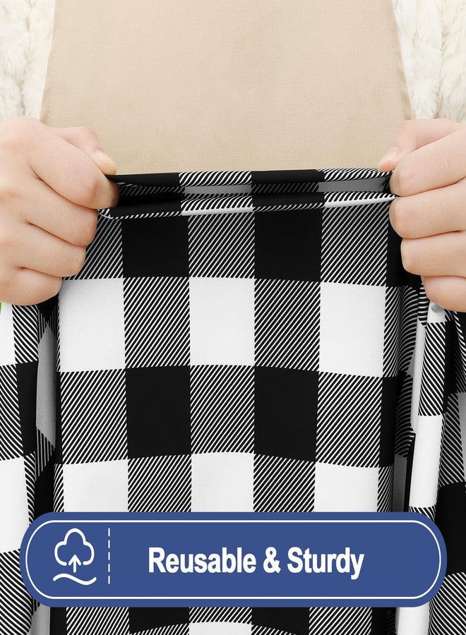 smiry طقم مفارش طاولات سميري للنزهات، 4 قطع، مفارش طاولات مطاطية مقاومة للماء مناسبة للطاولات المستطيلة بطول 6 أقدام، مفرش طاولة قابل للغسل من البوليستر بنقشة مربعات الجاموس للتخييم وتناول الطعام والأنشطة الخارجية (أسود وأبيض، 30 × 72 بوصة). - Image 4