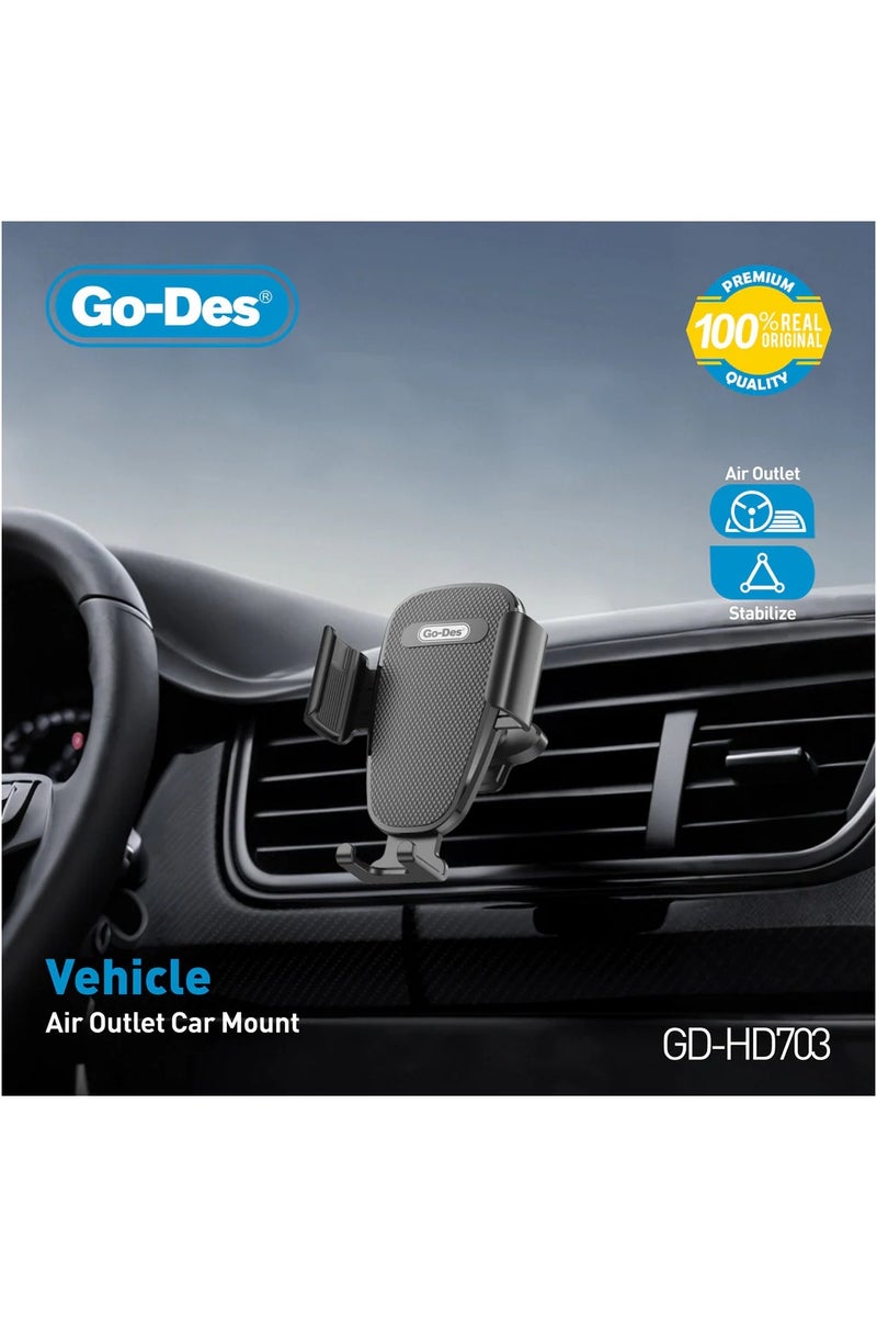 GO-DES Stable Vehicle-Mounted Air Outlet Holder 360° Rotating Universal Phone Mount for Mobile Devices - Image 2