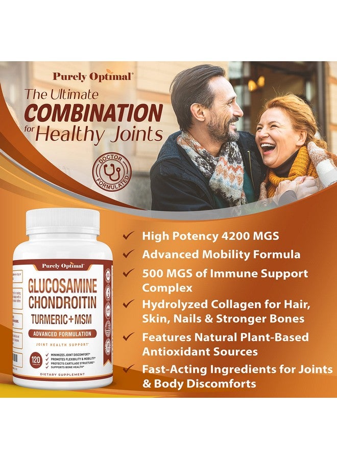 Purely Optimal Premium Glucosamine Chondroitin Msm Supplement Tablets W/Turmeric & Boswellia Glucosamine Sulfate Joint Supplement For Men & Women - Image 5