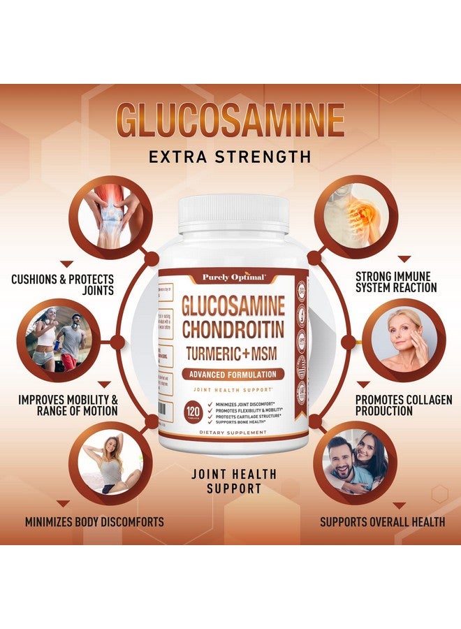 Purely Optimal Premium Glucosamine Chondroitin Msm Supplement Tablets W/Turmeric & Boswellia Glucosamine Sulfate Joint Supplement For Men & Women - Image 4