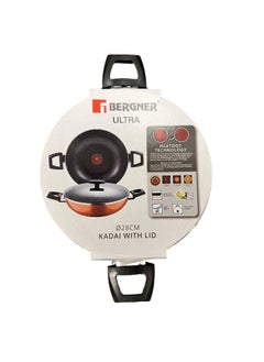 BERGNER ULTRA PRESSED ALUMINUM KADAI+ LID 28X8 CM WITH HEAT DOT TECHNOLOGY, INDUCTION BOTTOM, METALIC ORANGE COLOR, BG31315OR  - Image 4