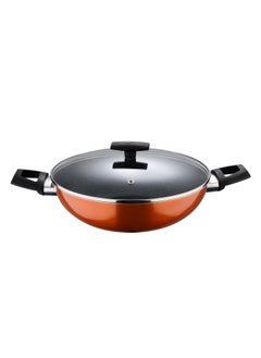 BERGNER ULTRA PRESSED ALUMINUM KADAI+ LID 28X8 CM WITH HEAT DOT TECHNOLOGY, INDUCTION BOTTOM, METALIC ORANGE COLOR, BG31315OR  - Image 2