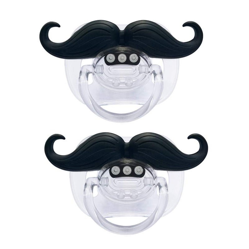 Baby Funny Pacifier Cute Kissable Mustache Pacifier for Babies and Toddlers Unisex 06 Months Baby Orthodontic Mustache Pacifier BPA Free Pack of 2 Black