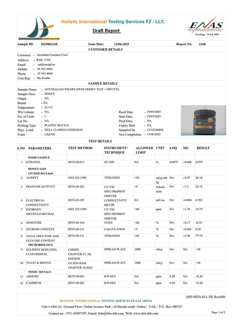 Australian Wildflower TA35+ Dwutta (Blackbutt) Raw Honey 250g (MGO 2001+ equiv) - Glyphosate Free, Antioxidant, Medicinal, Single Origin - Image 3
