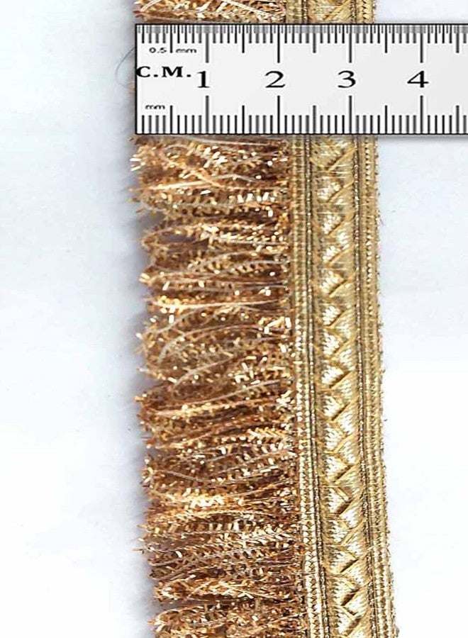 Pritam Fulzar Fringes Tassel Decorative Lace Trimmings Ribbon Festival Bridal Dupatta Lehenga, Saree, Anarkali, Indian Sari Border (Pearl Mate), Gold - Image 4