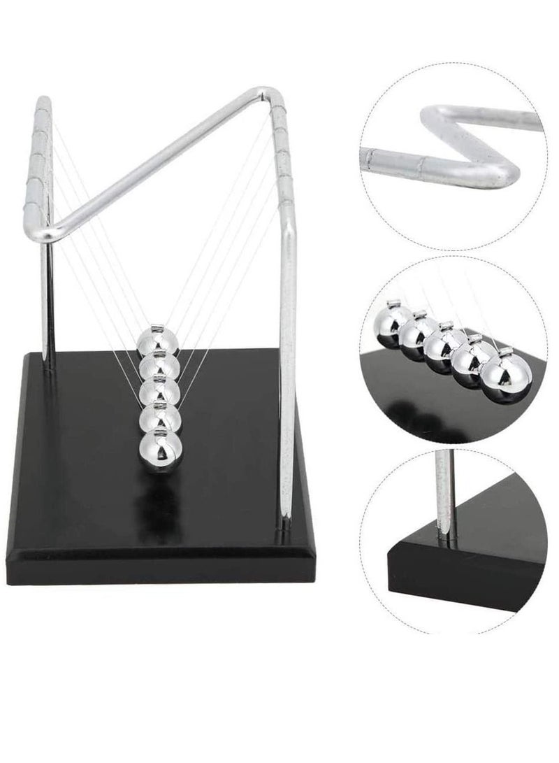 NIBEMINENT Z-Shape Newton's Cradle Balance Ball Classic Wood Base Metal Pendulum Balls Physics Science Ornaments Smart Toys for Desk Home Decoration - Image 3