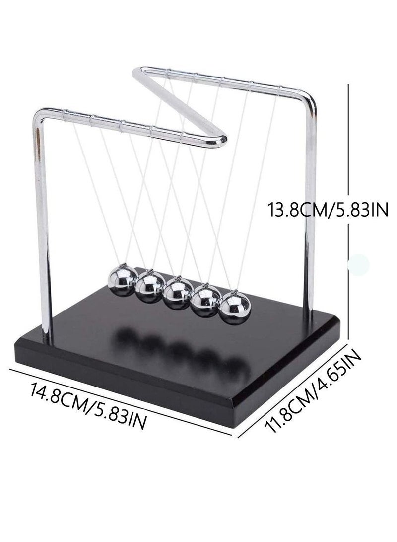 NIBEMINENT Z-Shape Newton's Cradle Balance Ball Classic Wood Base Metal Pendulum Balls Physics Science Ornaments Smart Toys for Desk Home Decoration - Image 4