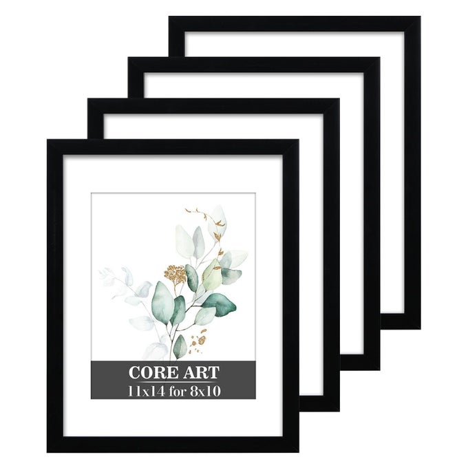 11x14 Picture Frame Black Picture Frames 8x10 with Mat or 11 x 14 without Mat for Wall or Tabletop Display Photo Frame Set of 4