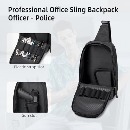GOLDEN WOLF Sling Backpack for Men Cross Sling Bag for 9.7inch iPad Office Handgun Bag Chest Bags Sleek Single Shoulder Bag Multi-pocket Water-resistant One Side Bag for Work Casual Daily Use, Black - Image 4