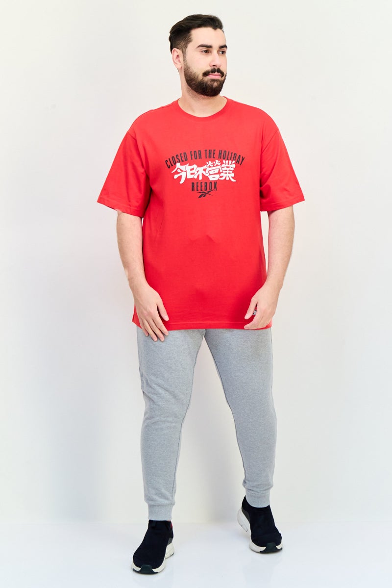 Reebok Men Sportswear Fit Brand Logo Short Sleeves Outdoor T-Shirt, Red  - Image 4