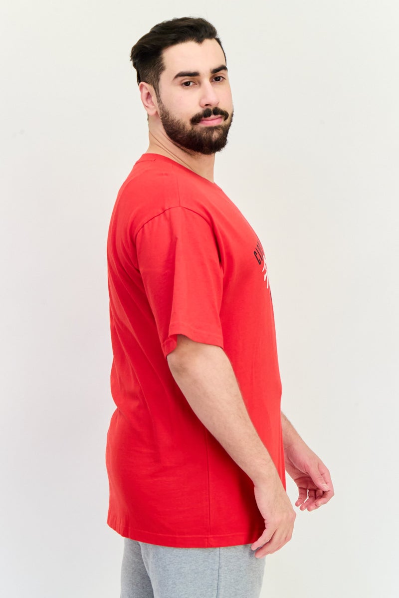 Reebok Men Sportswear Fit Brand Logo Short Sleeves Outdoor T-Shirt, Red  - Image 2