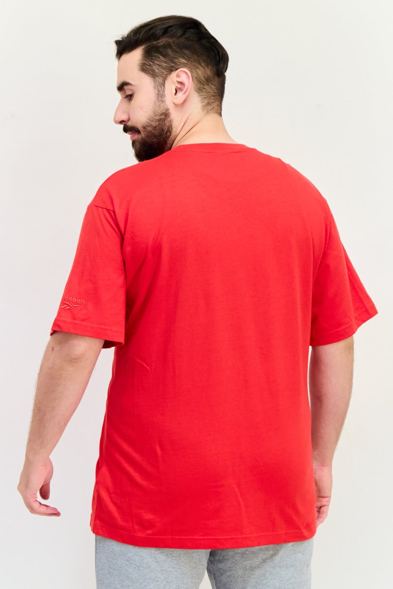 Reebok Men Sportswear Fit Brand Logo Short Sleeves Outdoor T-Shirt, Red  - Image 3