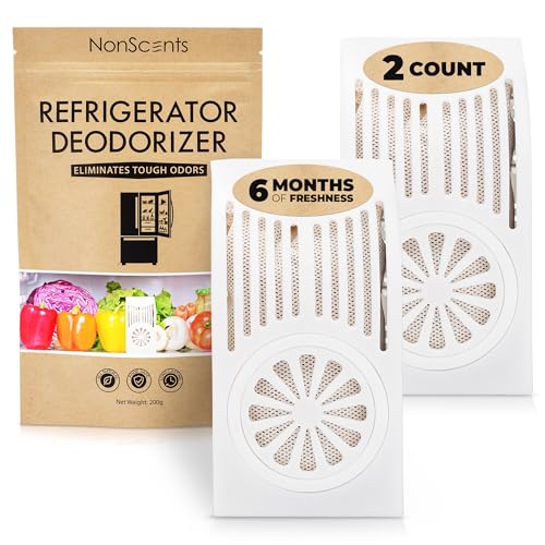 NonScents Refrigerator Deodorizer – Odor Eliminator for Fridge & Freezer – Outshines Baking Soda & Deodorizer with Activated Charcoal – Unscented & Long-Lasting, Freshen Refrigerator (2-Count) - Image 1