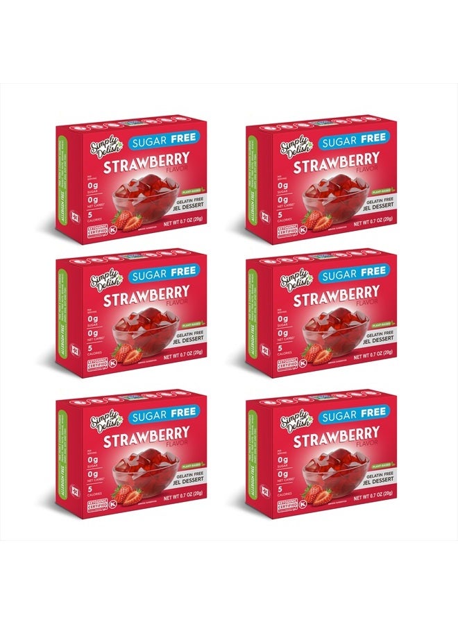 Simply Delish Plant Based Natural Strawberry Jel Dessert – 6 Pack – Zero Sugar, 0g Net Carbs, Gluten Free, Vegan, Diabetic & Allergen Free - Image 1