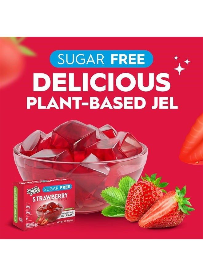 Simply Delish Plant Based Natural Strawberry Jel Dessert – 6 Pack – Zero Sugar, 0g Net Carbs, Gluten Free, Vegan, Diabetic & Allergen Free - Image 2