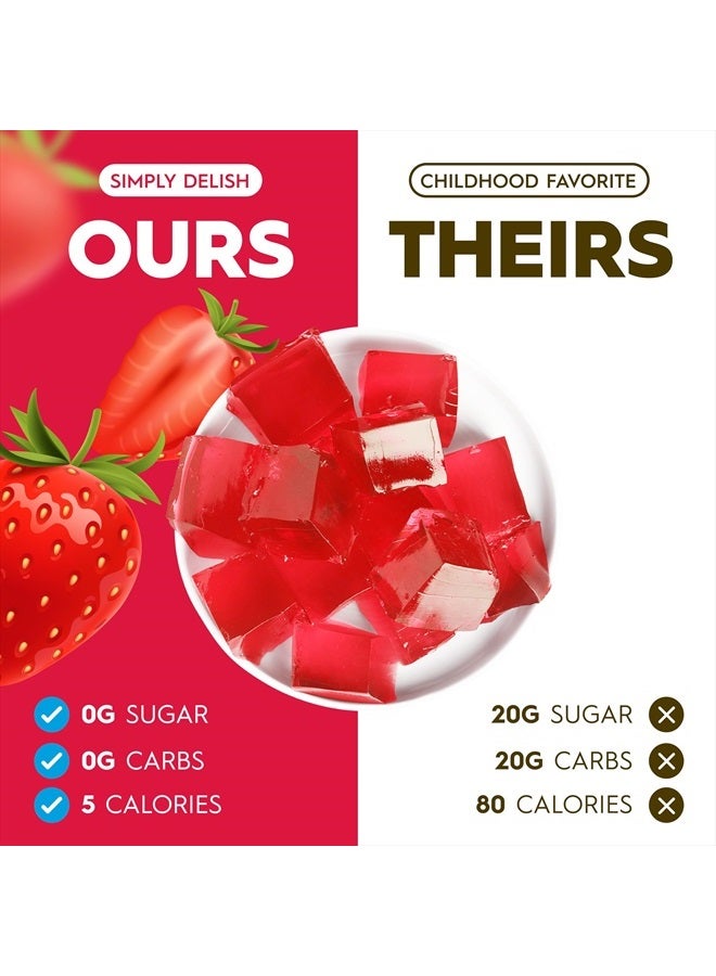 Simply Delish Plant Based Natural Strawberry Jel Dessert – 6 Pack – Zero Sugar, 0g Net Carbs, Gluten Free, Vegan, Diabetic & Allergen Free - Image 5