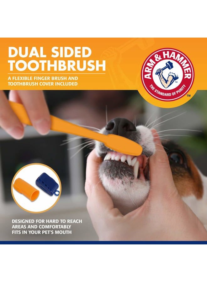 Arm & Hammer طقم التحكم في الجير للحيوانات الأليفة للكلاب يحتوي على معجون أسنان، فرشاة أسنان وفرشاة أصابع يقلل من تراكم البلاك والجير، طقم مكون من 3 قطع، بنكهة الموز والنعناع (عبوة من 1) - Image 3