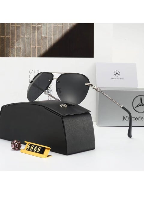 Polarized Men's Rimless Sunglasses for Men Driving with UV 400 Protection Sun Glasses Sliver Grey