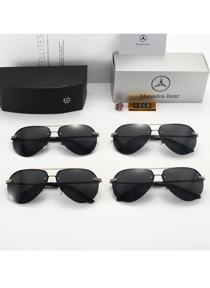 Mercedes-Benz - Polarized Men's Rimless Sunglasses for Men Driving with UV 400 Protection Sun Glasses Sliver Grey - Image 1