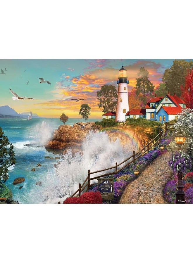 Bits and Pieces - 500 Piece Jigsaw Puzzle for Adults - â€˜Lighthouse Parkâ€™ 500 pc Large Piece Sunset by The Ocean Jigsaw by Artist David Maclean - 18â€ x 24â€ - Image 1