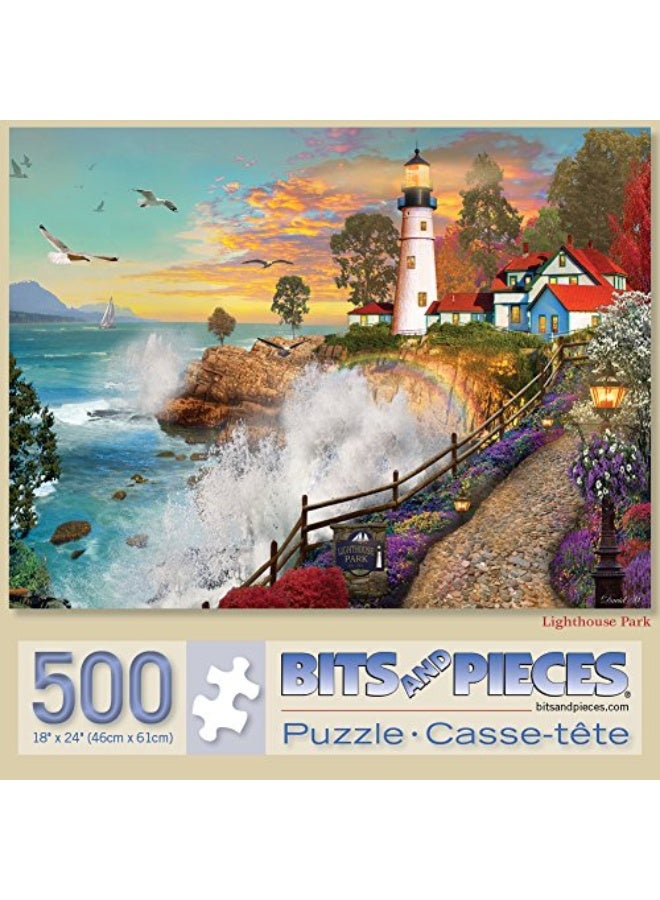 Bits and Pieces - 500 Piece Jigsaw Puzzle for Adults - â€˜Lighthouse Parkâ€™ 500 pc Large Piece Sunset by The Ocean Jigsaw by Artist David Maclean - 18â€ x 24â€ - Image 4