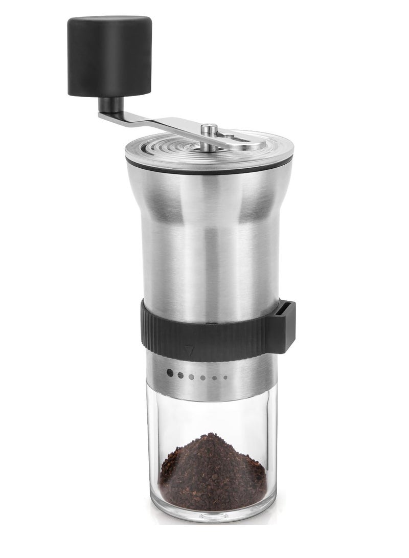 Captaintech Portable Stainless Steel Manual Coffee Grinder with 6 Coarseness Settings for Perfect Brewing at Home - Image 1